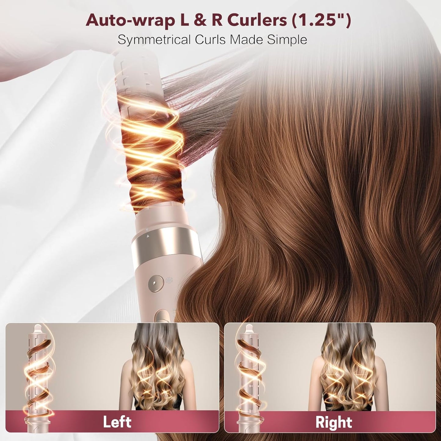 Dual Voltage StyleVibe 6-in-1 Air Styler, Hair Dryer & Blow Dryer Brush with Travel Case - Auto Wrap Curls (L/R), Fast Drying, Thermal Brush for Blowouts & Frizz-Free Volume, No Heat Damage