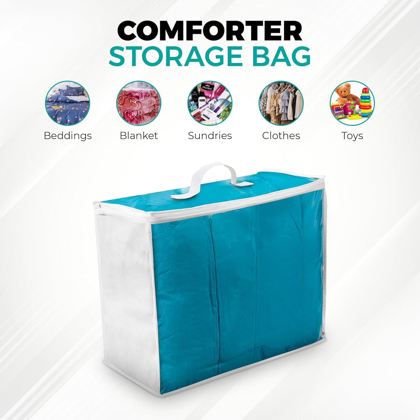 6 pack Clear Plastic Storage Bag with Zipper, Foldable Moving Bag for Comforters, Blankets, Bedding, Storage Containers, Breathable, Durable Clothes and Duvet Closet Organizers, 20x20x8