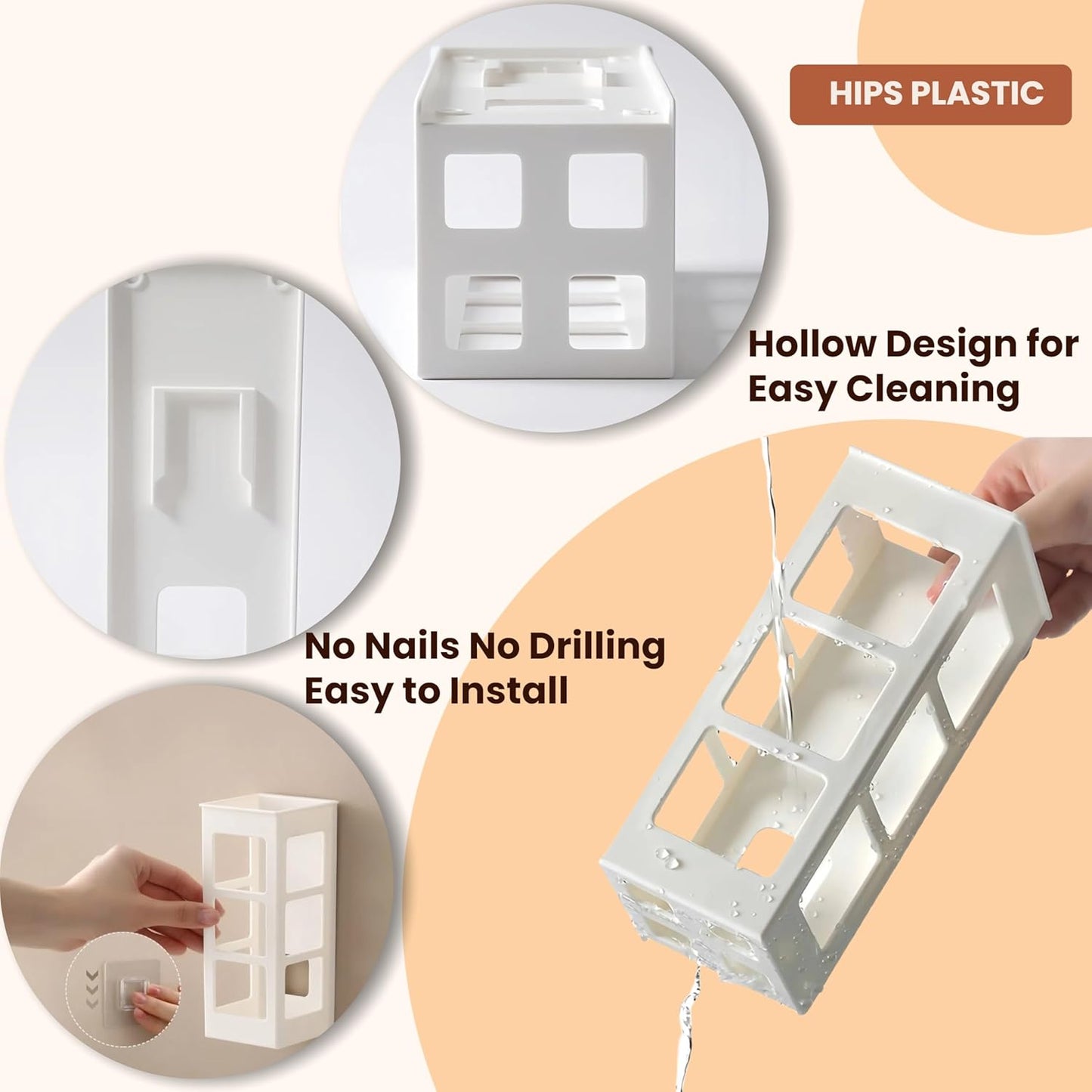 2 Set Hair Tool Organizer Wall Mount, Hanging Bathroom Hair Tool Organizer for Curling Iron, Flat Iron, Straightener and Hair Dryer Bathroom Storage and Organizer