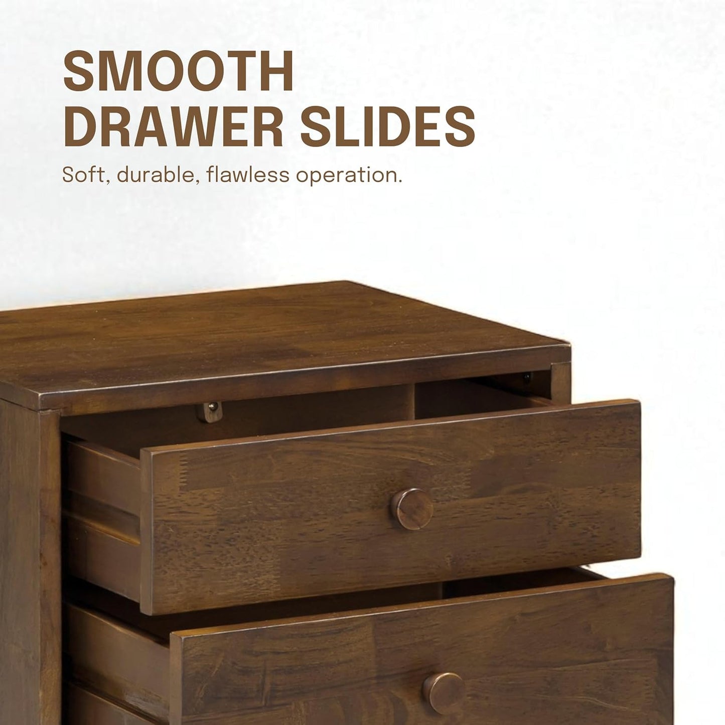 NTC Lux Nightstand with 2 Drawers, Featuring Adaptable Design, 150 lbs Load Capacity, Water-Resistant, Elevate Your Space, Easy Assembly - Dark Walnut