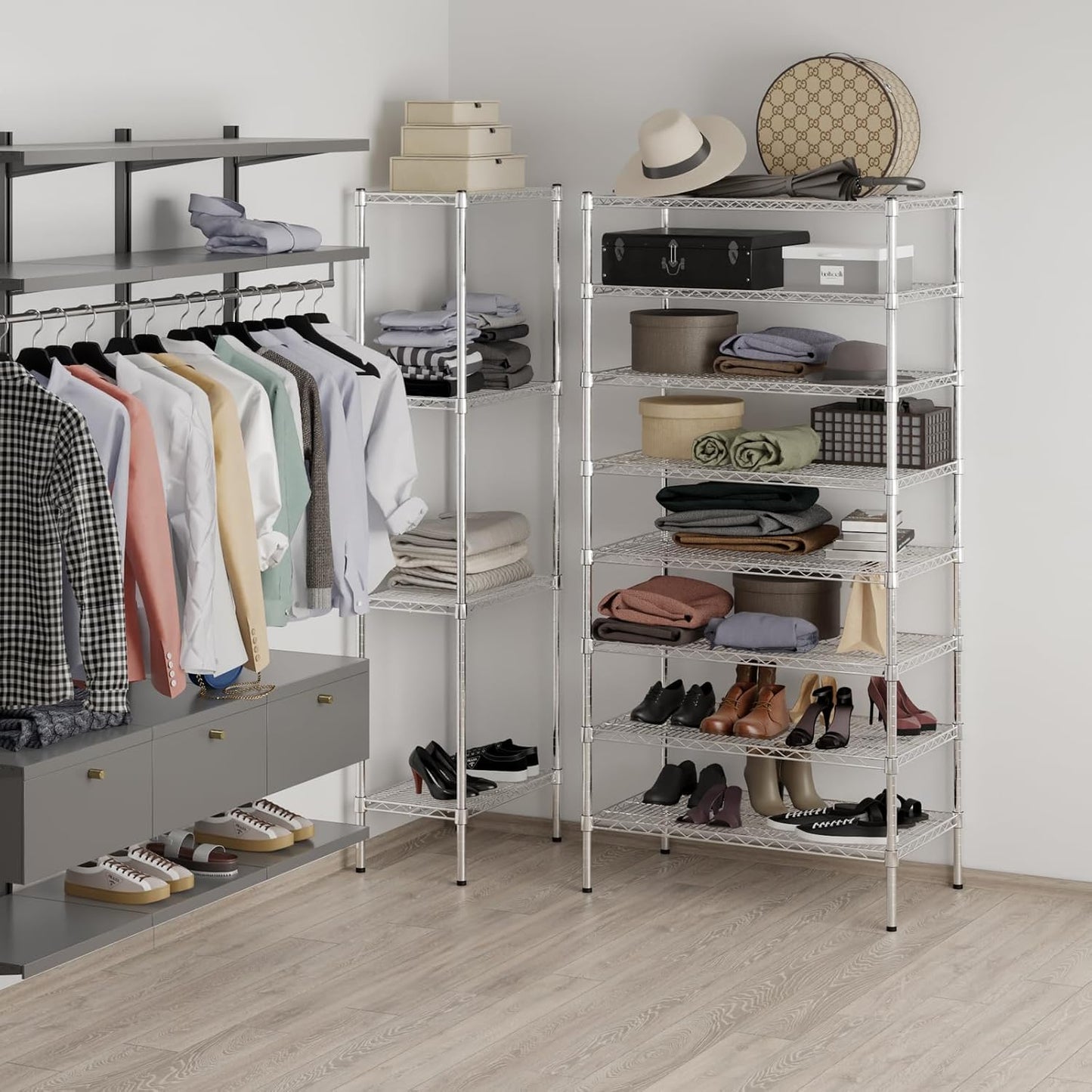 21" Deep x 36" Wide x 74" Height Wire Shelving Kit | 8-Tier | NSF Commercial Storage Rack Unit