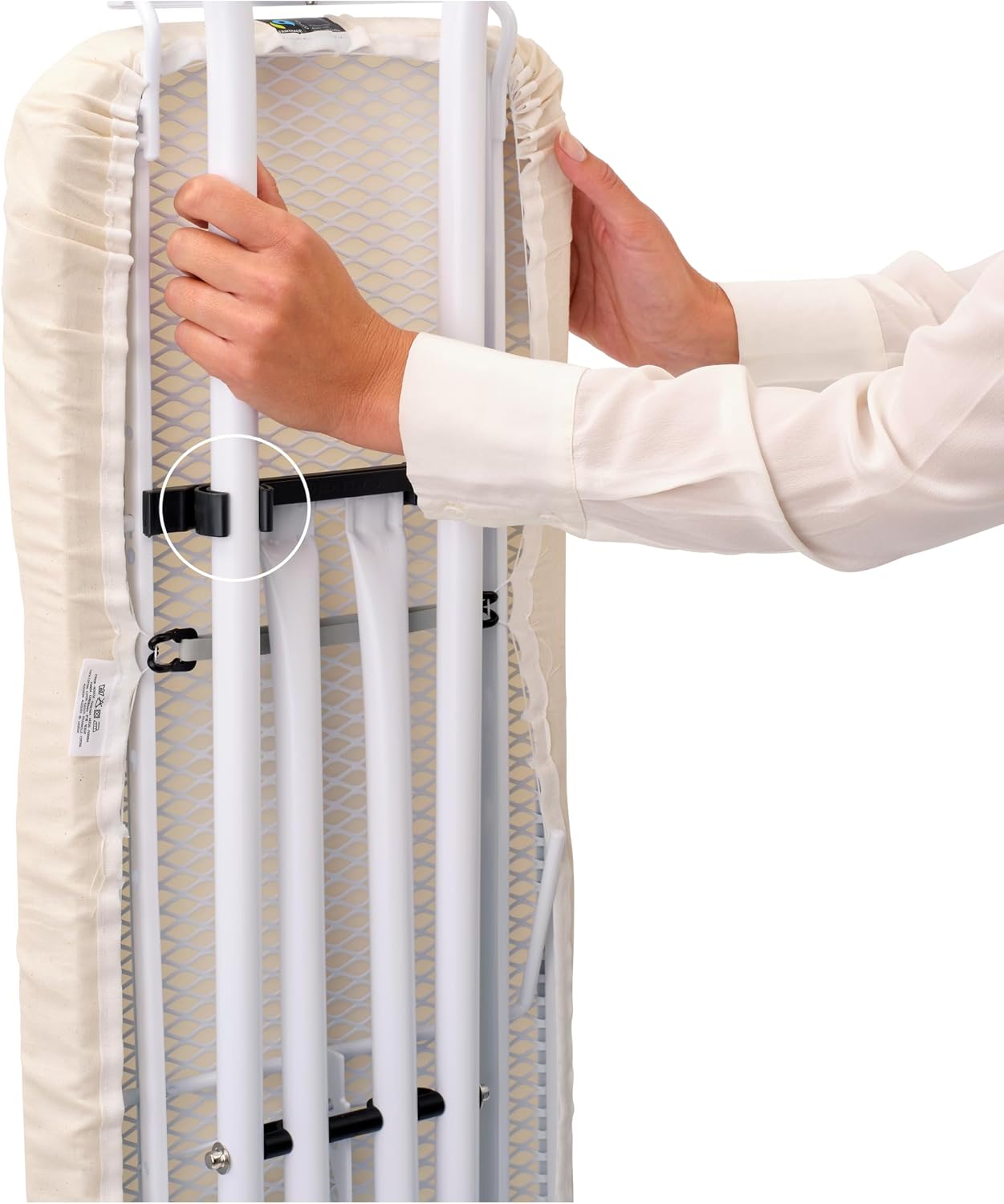 Brabantia Size A Compact Small Ironing Board (43x12 in) 7 Height Options, Adjustable Steam Iron Rest Holder (Soothing Sea) Non-Slip Feet, Anti-Collapse Child Locks