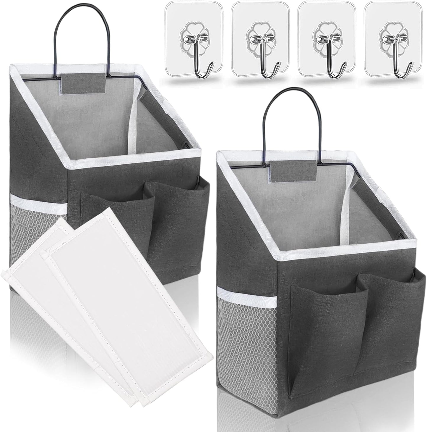 2pcs Small Wall Hanging Baskets for Organizing, Hanging Storage Bag as Over the Door Organizer, Wall File Organizer, Rv Storage and Organization. For Bedroom, Office, Camper (Black-2pcs)