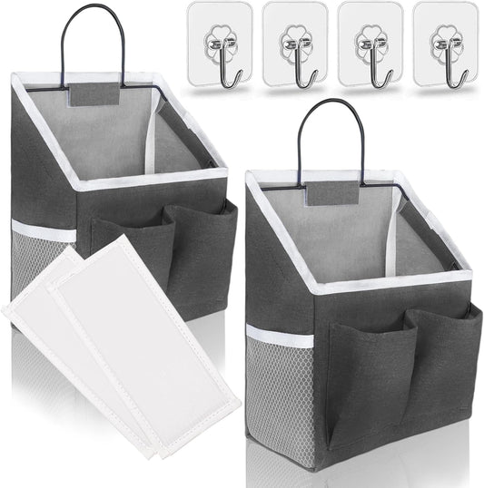 2pcs Small Wall Hanging Baskets for Organizing, Hanging Storage Bag as Over the Door Organizer, Wall File Organizer, Rv Storage and Organization. For Bedroom, Office, Camper (Black-2pcs)