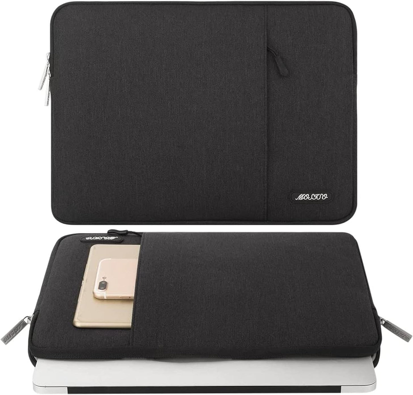 MOSISO Laptop Case 17.3 inch, 17-17.3 inch Laptop Sleeve Compatible with Dell, HP, Lenovo, Asus, Acer, Alienware, Polyester Vertical Computer Sleeve Bag with Pocket, Black