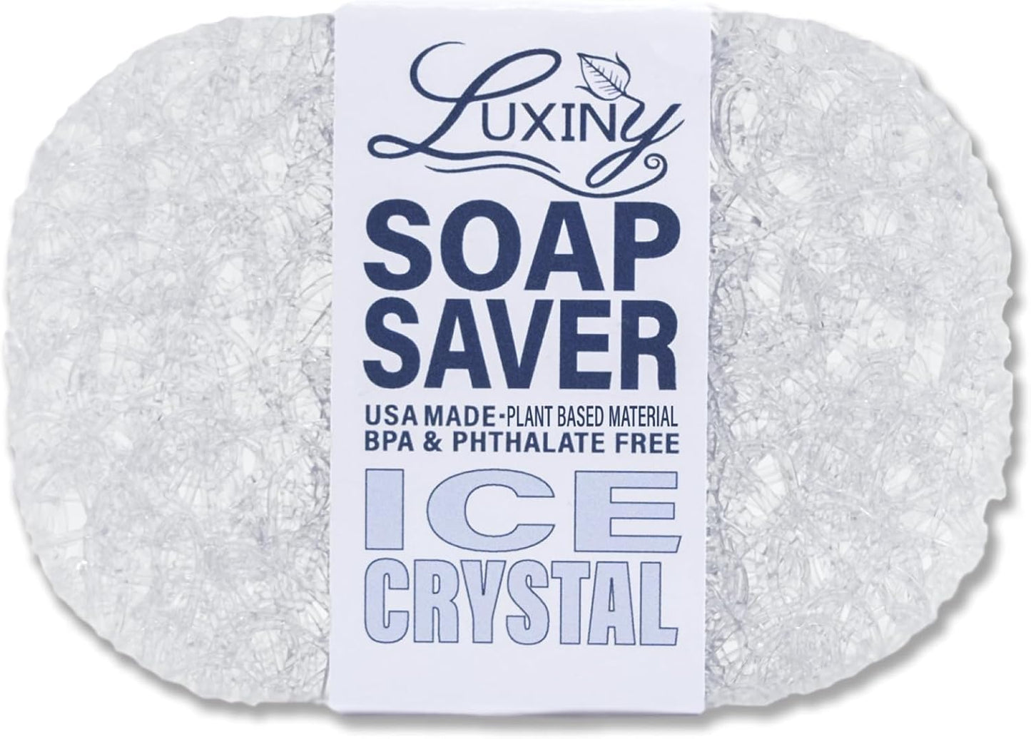 Soap Savers for Bar Soap & Shampoo Bar Holder, American Made by Luxiny, Lifts Soap in Soap Dishes & Shower Soap Holders – Bars & Soap Lasts Longer - Made from Plant Based Material (Ice Crystal)