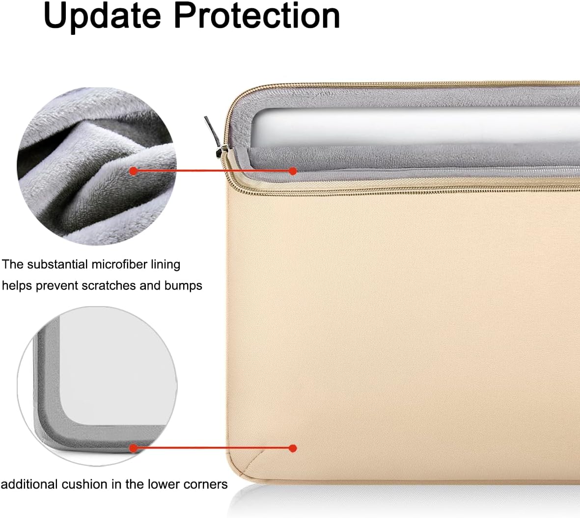 Voova Laptop Sleeve Case 13 13.6 Inch with Handle, 360°Protective Waterproof Slim Computer Bag Cover Compatible with MacBook Air 13 M1/M2/M3/M4 2020-2024, MacBook Pro 13, IPad Air/Pro 13, Beige