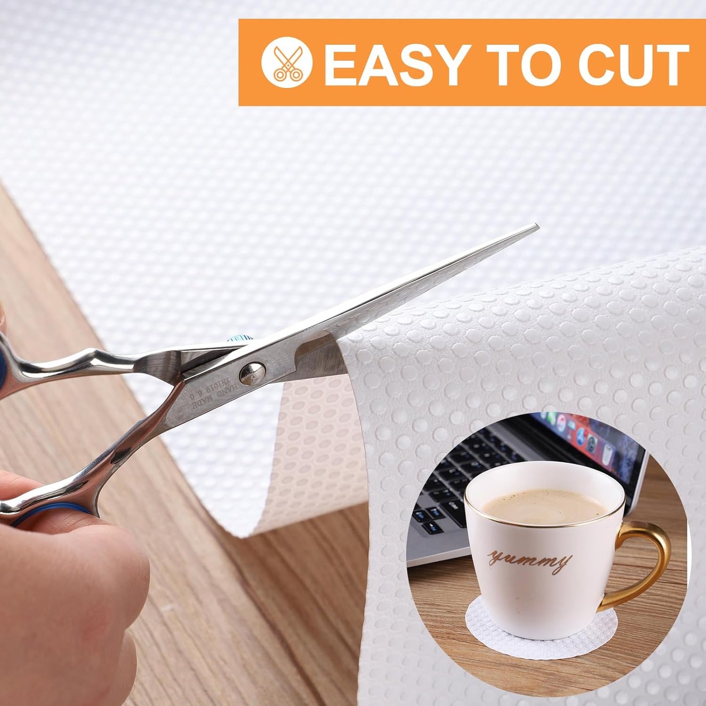 FLPMIX Shelf Liner for Kitchen Cabinets 11 inch Wide - Easy to Cut Drawer Mat, (11" x 240 Inch White), Waterproof Pantry Cabinet Liner