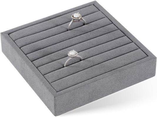 Dark Blue Jewelry Display Tray Ring Necklace Earring Bangle Organizer Multifunctional Storage Case for Jewelry Showcase (Small Ring Tray(8 bars))