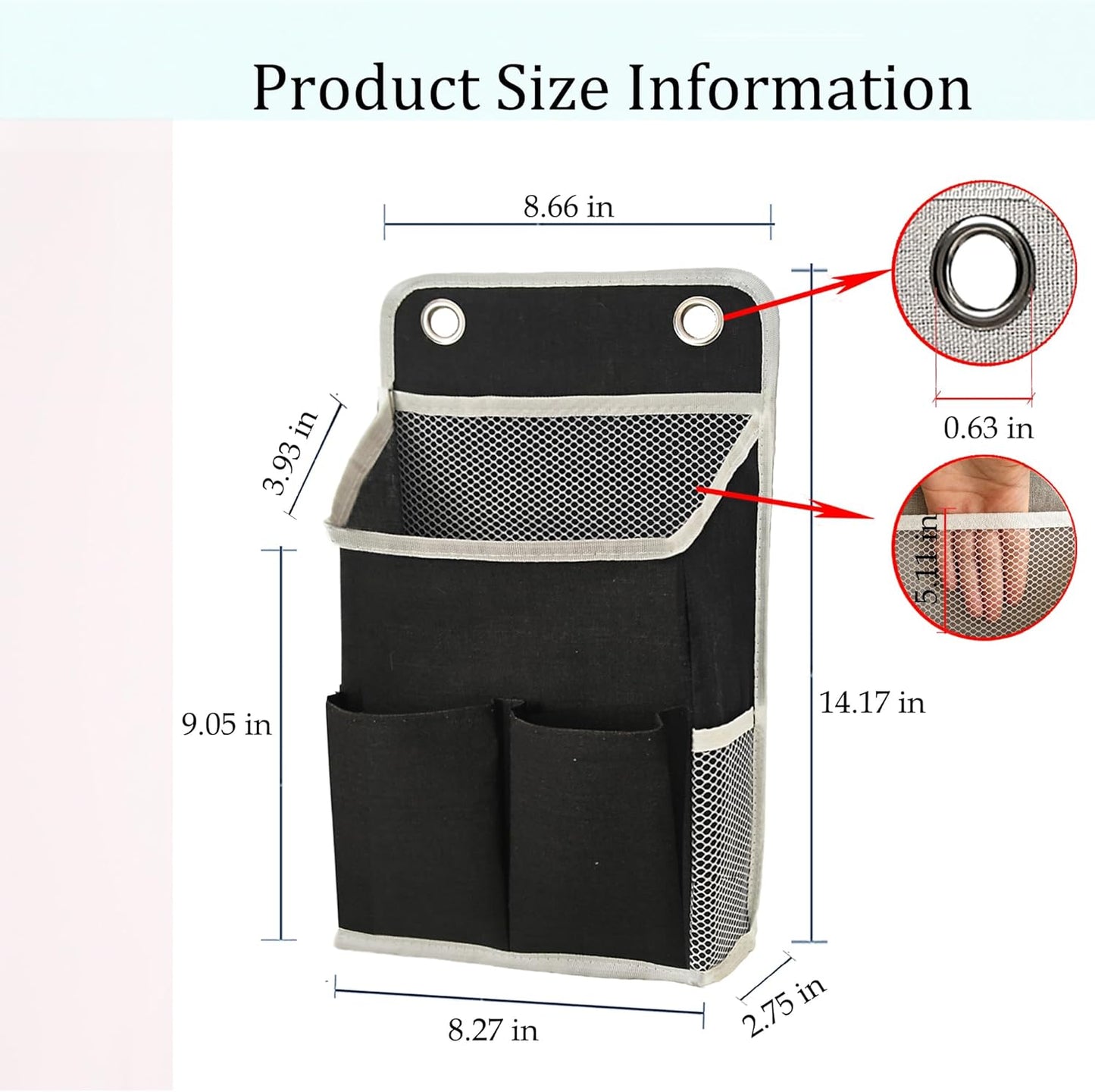 Hanging Basket for Organizing, Wall Organizer with Pockets and Over The Door Organizer，Can for Home, Closet, Office and Camper (Black2)