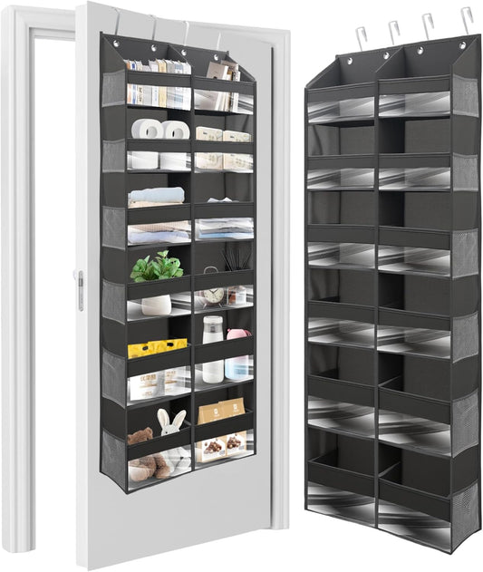HOMELUX THEORY Over The Door Organizer Hanging - 50lbs Load 6 Large Front & 12 Side Pockets, 1 Pack Over The Door Shoe Organizer, Hanging Closet Organizer For Toys, Diaper, Sewing (XL, Dark Gray)