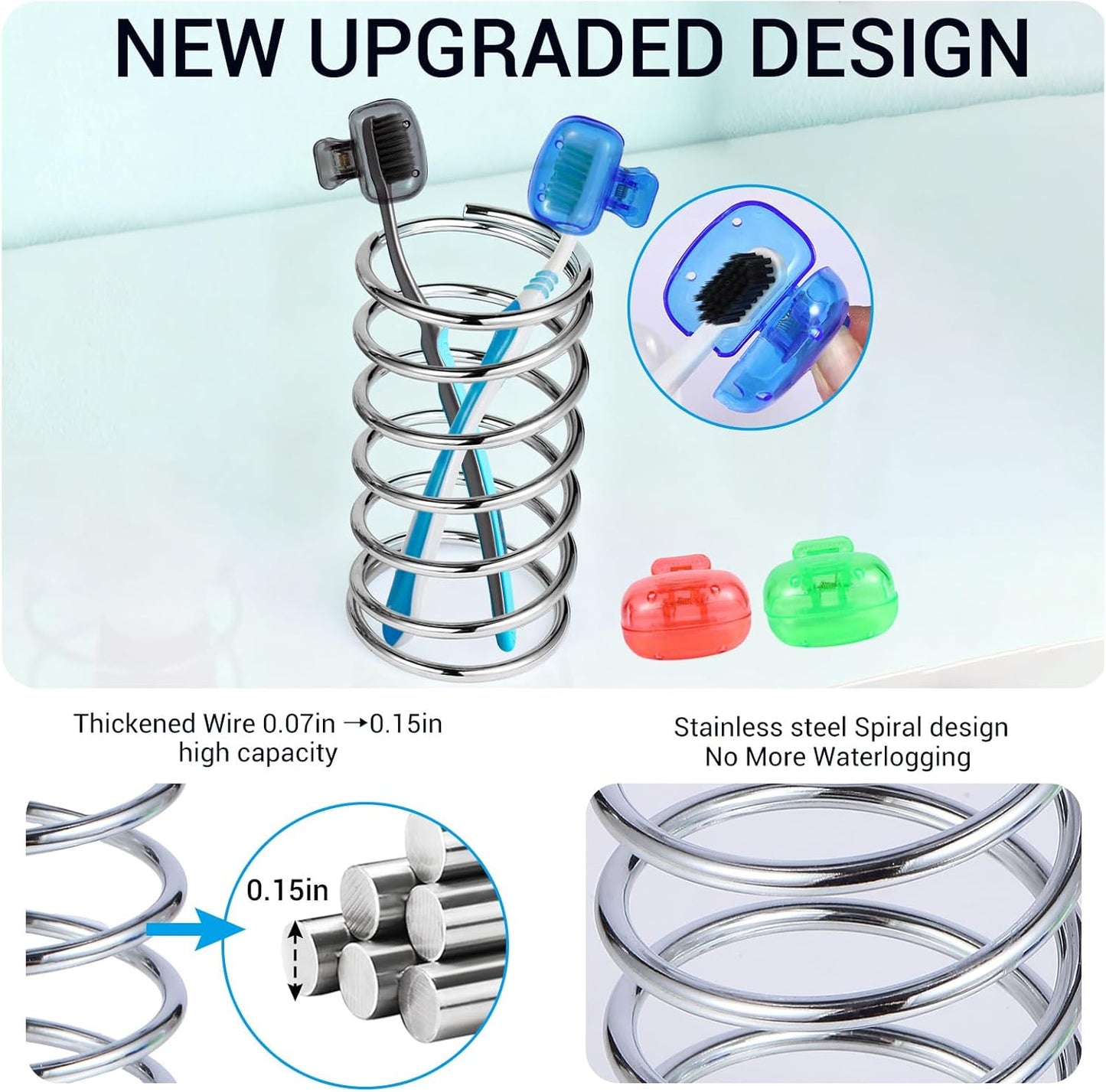 Stainless Steel Toothbrush Holder Spring Shape Pen Holder Makeup Brush Organizer Toothbrush Stand ﻿