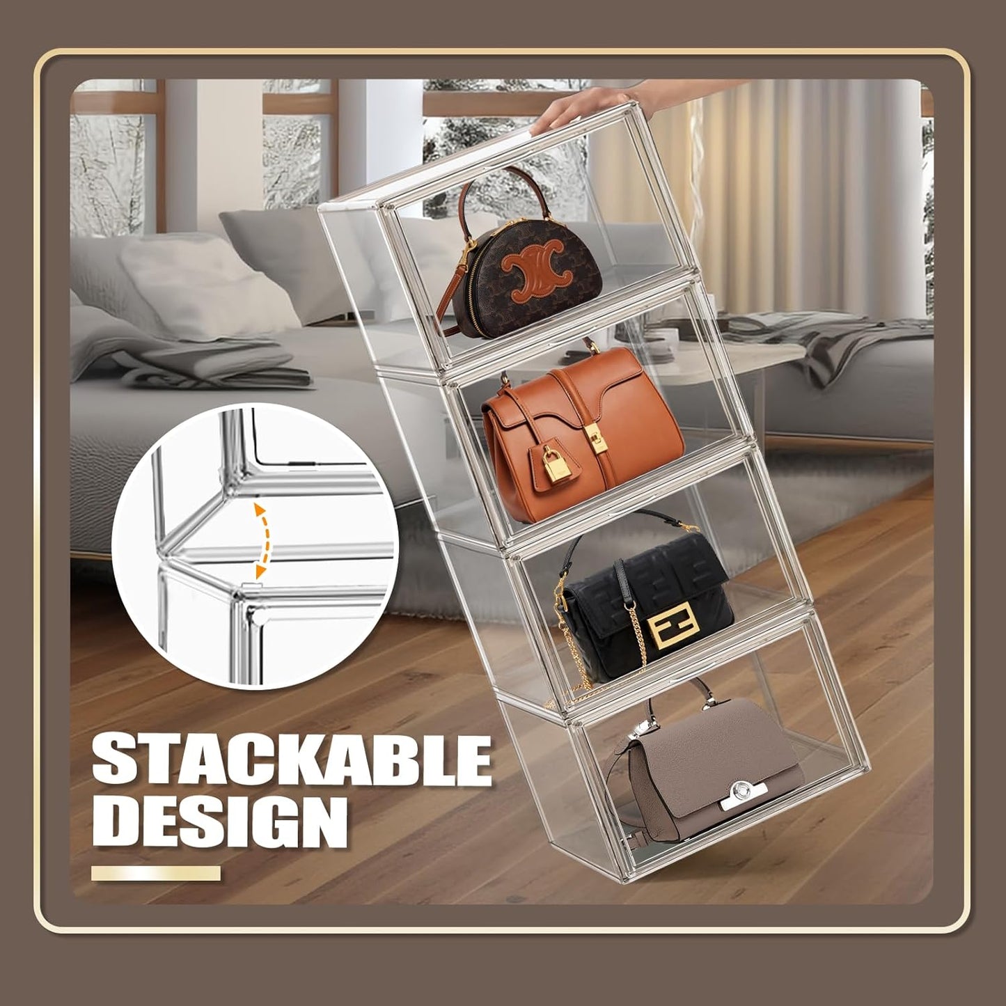 10 Pack X-Large Acrylic Shoe Box Size 14, Clear 14.1'' x 8.9'' x 10.6'' Closet Handbag Organizer Transparent Sneaker Acrylic Display Case for Shoes, Figurines Collection, Multipurpose Storage Bins