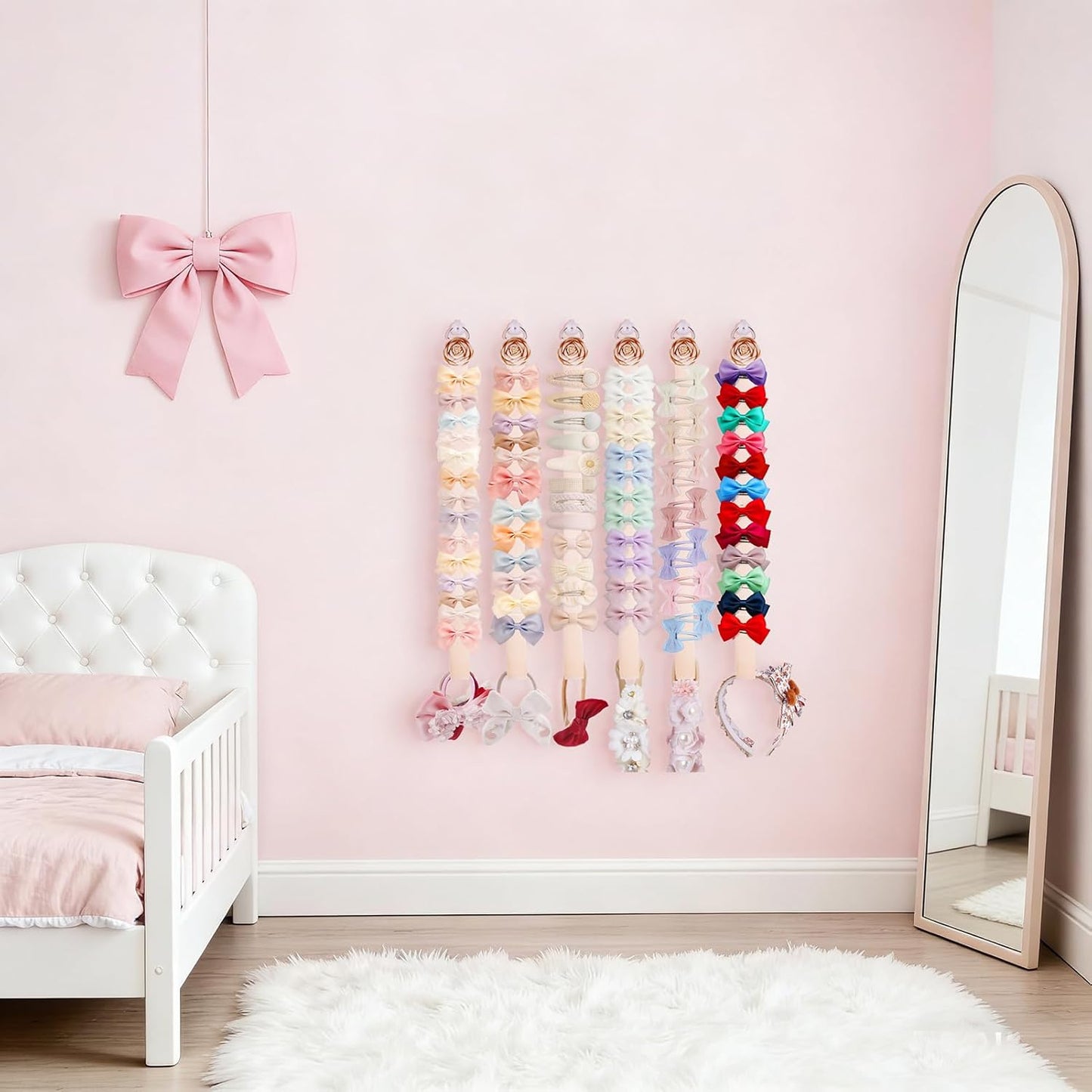 6PCS Bow Holder Hair Bow Organizer,Baby Decorative Hair Accessories Organizer,Flower Hair Clips Storage Bow Holder for Girls Hair Bows,Room Nursery Wall Hanging Decors (hua-6-B) (hua-6-B) (hua-6-M)
