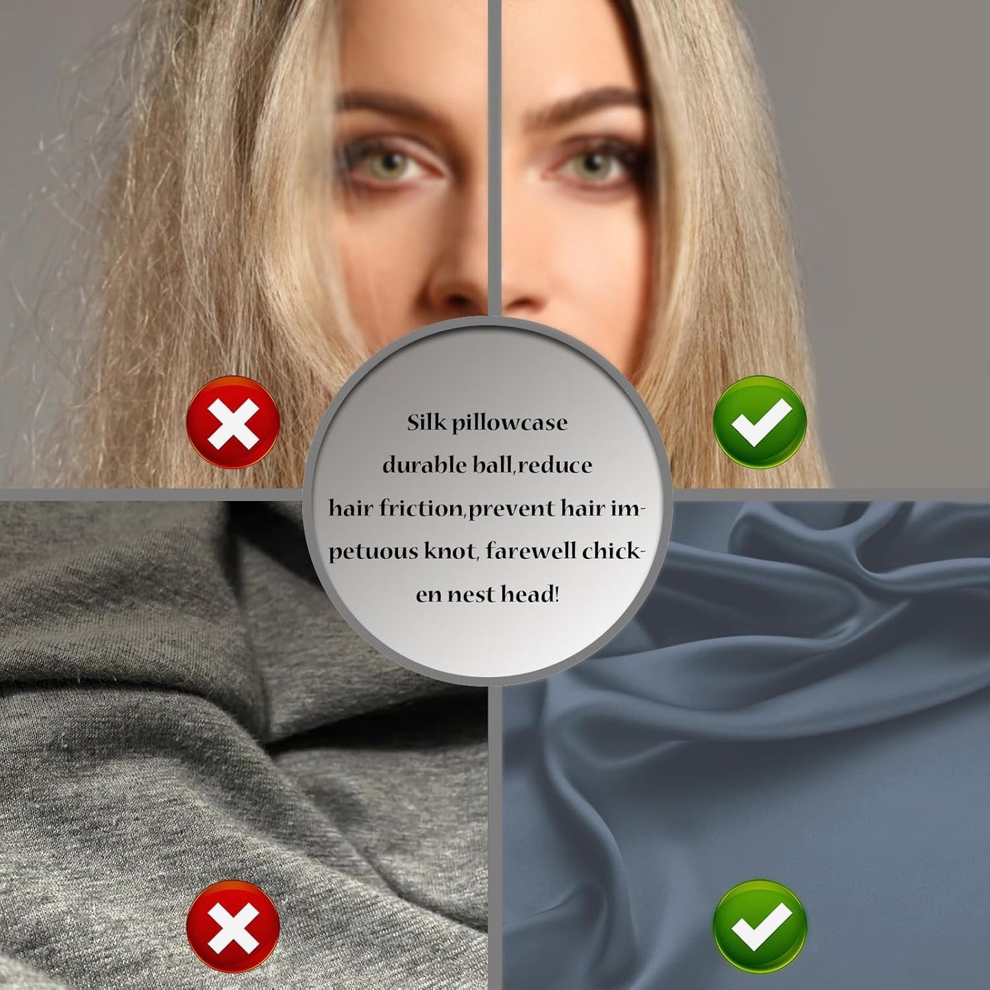Silk Pillow Cases 2 Pack Soft Breathable and Sliky Standard Size Pillow Cases Set of 2,Natural Mulberry Satin Silk Pillowcase with Hidden Zipper for Hair and Skin (Space Grey,20"X 26",2pcs)
