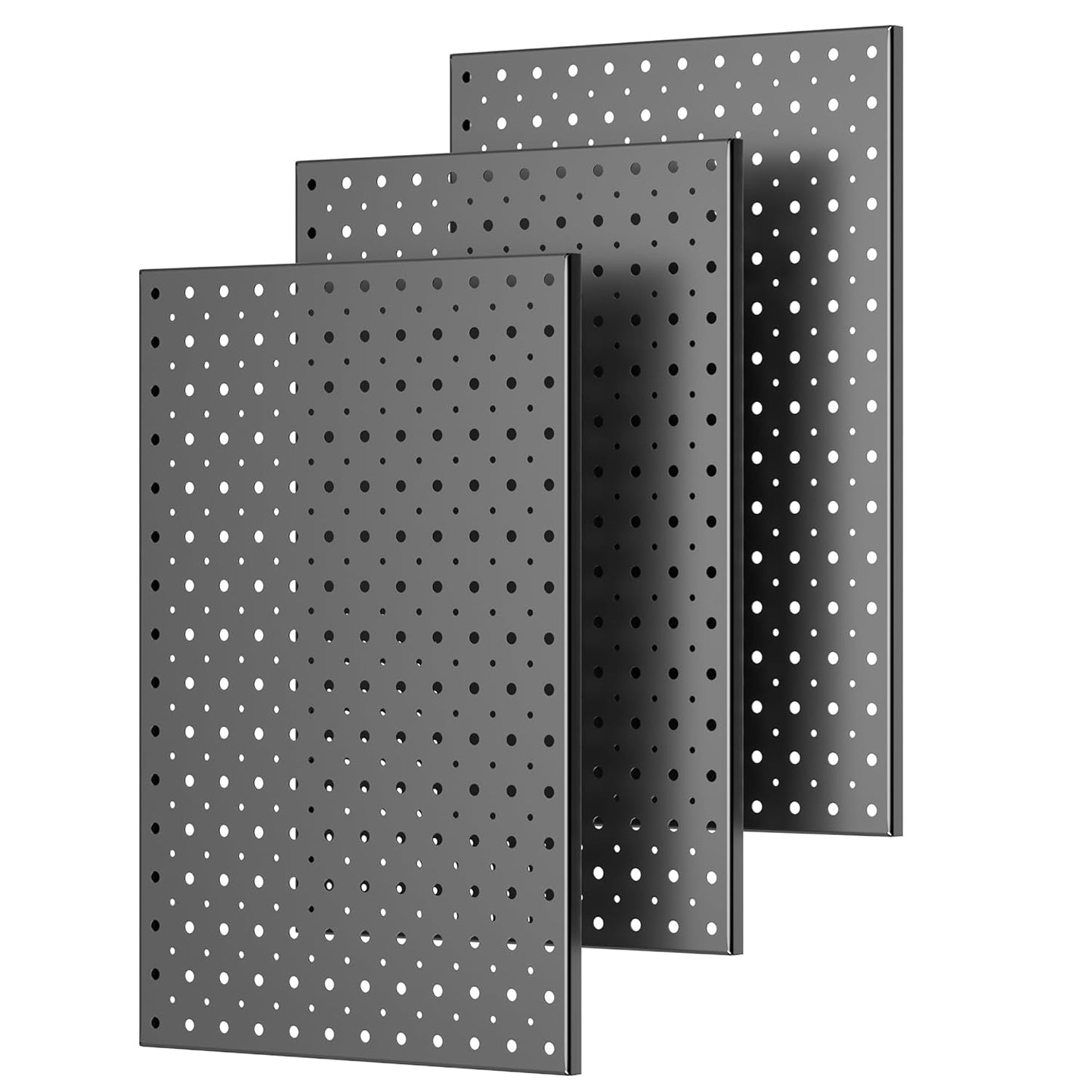 Pegboard Smith Metal Pegboard Panels, 16" x 12" Heavy-Duty Wall Peg Boards for Garage Tool Storage, Pegboard Organizer System (Pack of 3, Black)