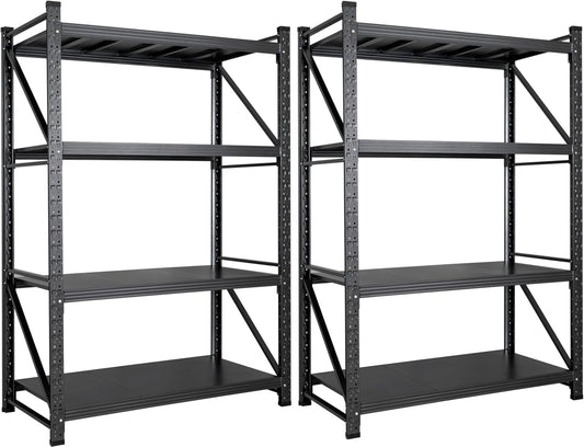 Set of 2 48" Wide Heavy Duty Garage Shelving Units,3000LBS 24 Deep Storage Shelves,Metal Garage Shelves,Large Storage Rack,Steel Shelf,Industrial Shelving for Shop,Warehouse,48" W x 24" D x 70" H