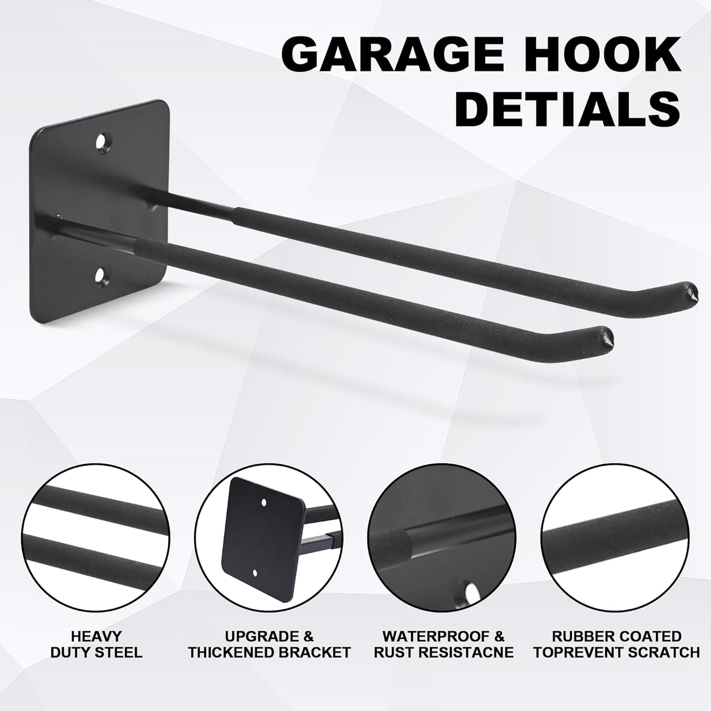 Large Garage Hooks Heavy Duty - 4 Pack 12.2" Long Garage Storage Utility Hooks, Wall Mount Ladder Hanger, Garage Organizer for Hanging Tool, Chairs, Hoses, Garden Tool, Bulk Items, Ropes, etc.