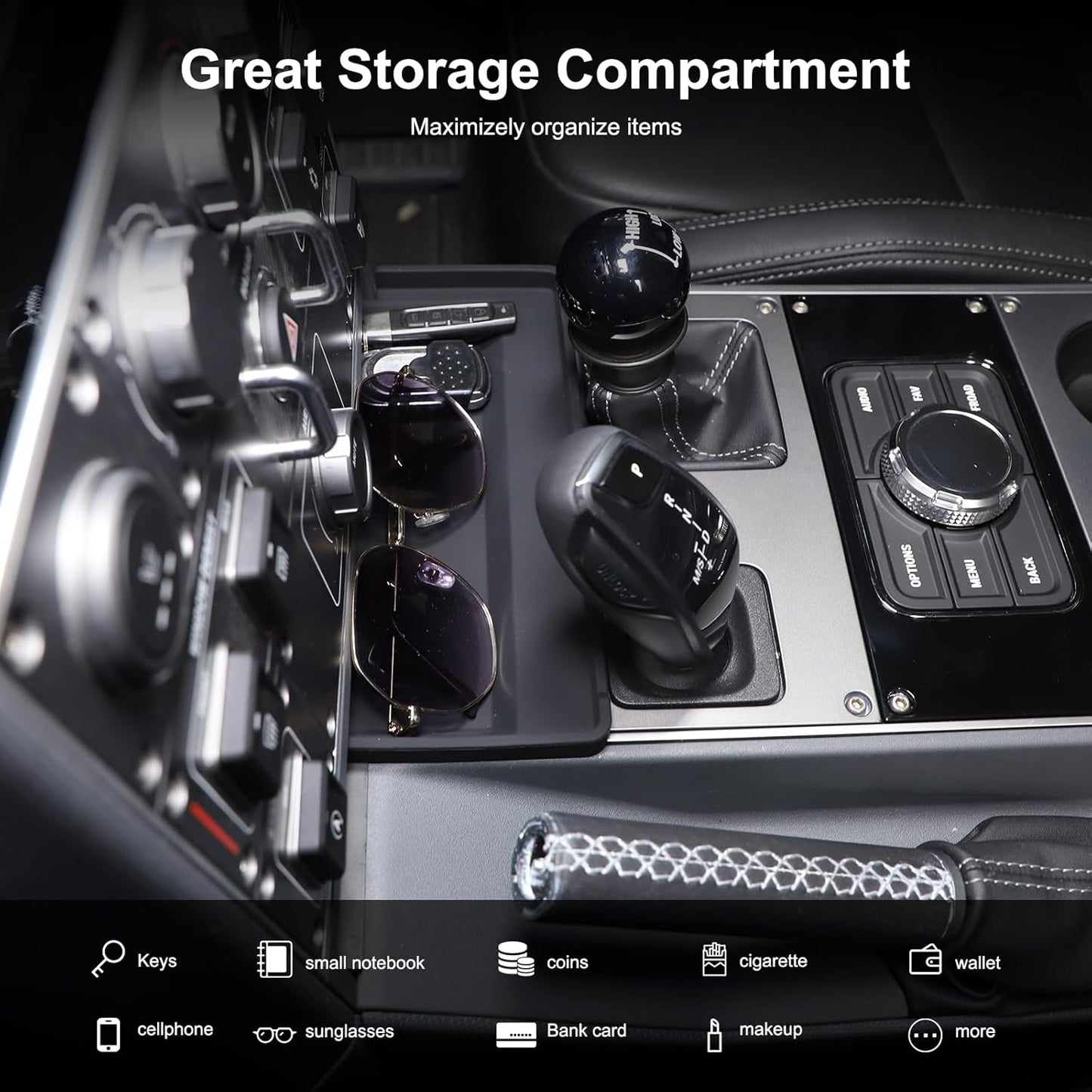 Gear Shift Center Console Front Tray Organizer Compatible with INEOS Grenadier 2020-2024, Center Console Organizer Insert Tray Accessories (Black)