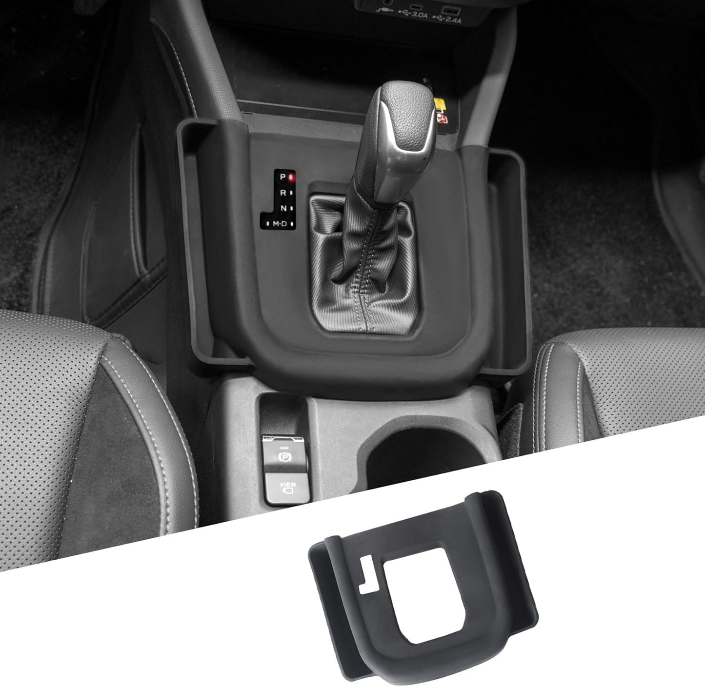Silicone Center Console Trim Cover Organizer for 2025–2026 Subaru Forester Premium/Sport/Limited/Touring Accessories, Anti-Scratch Gear Shift Panel Cover Protector with Side Storage Pockets (Black)