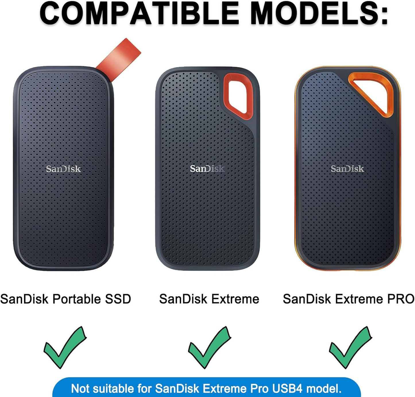 Lacdo Hard Carrying Case for SanDisk Extreme Pro/SanDisk Extreme Portable External SSD 500GB 1TB 2TB 4TB 8TB USB-C Solid State Drive Shockproof Water Repellent Protective Storage Travel Bag, Orange