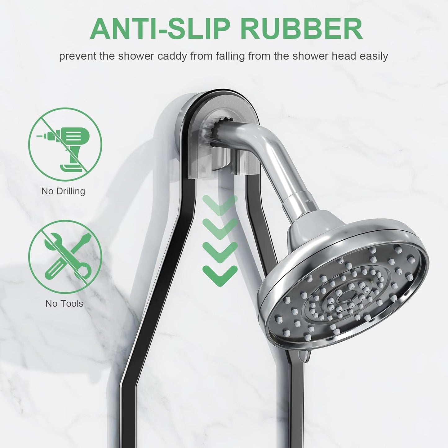 Shower Caddy Hanging,Rustproof Anti-Swing Shower Organizer,Hanging Bathroom Caddy,Bathroom Organizer with 18 Hooks for Razor/Sponge