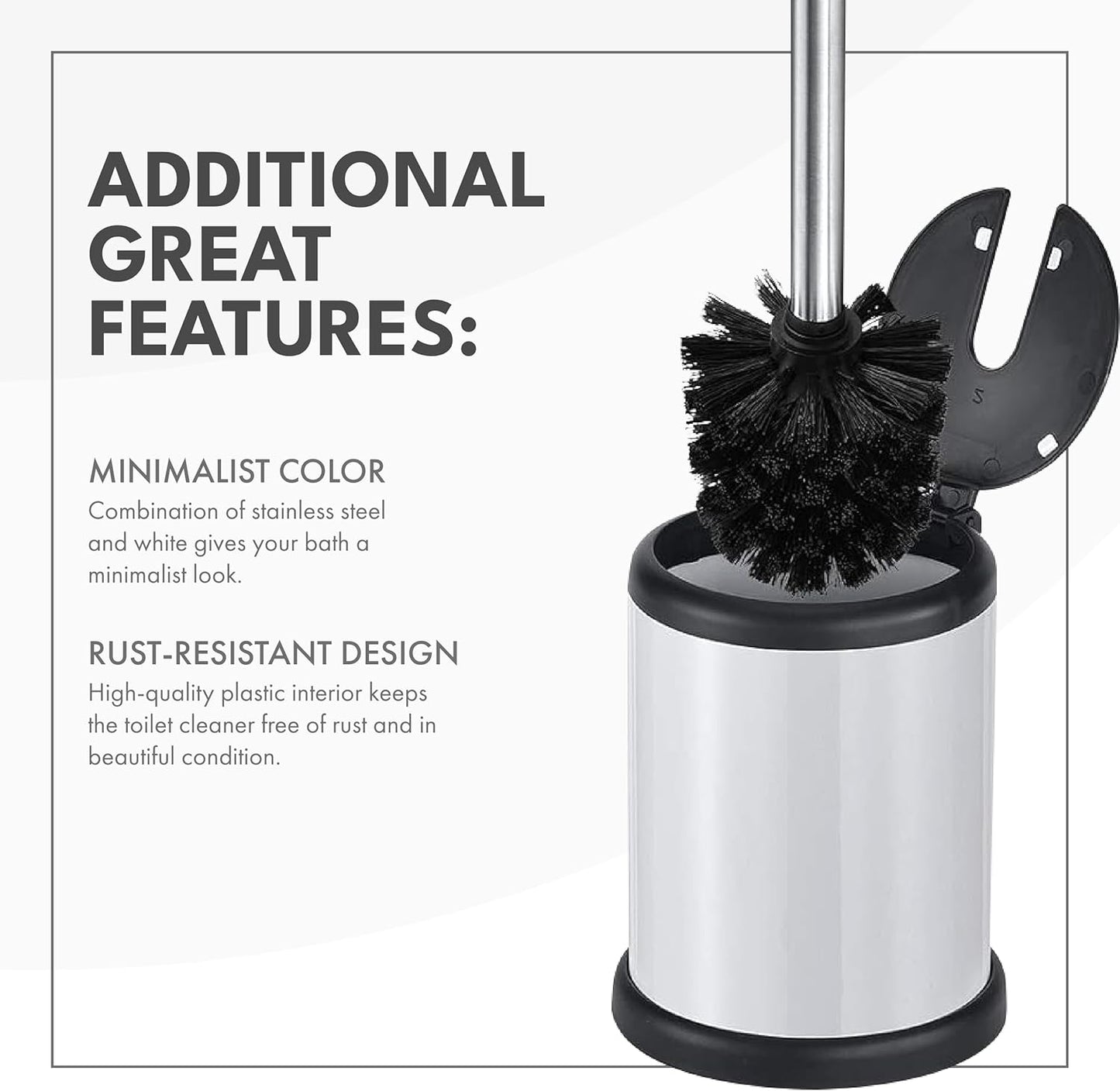 ToiletTree Products Toilet Brush with Lid - Sleek Bowl Brush and Holder - Heavy-Weight Base - Lidded Toilet Bowl Cleaner - White