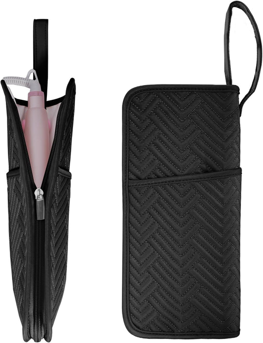 SITHON Hot Iron Holder & Mat, Heat Resistant Hair Tools Travel Bag Portable Hot Tools Organizer Cover Pouch for Curling Irons, Flat Irons, Hair Straightener and Styling Tools (Bag Only) (Black)