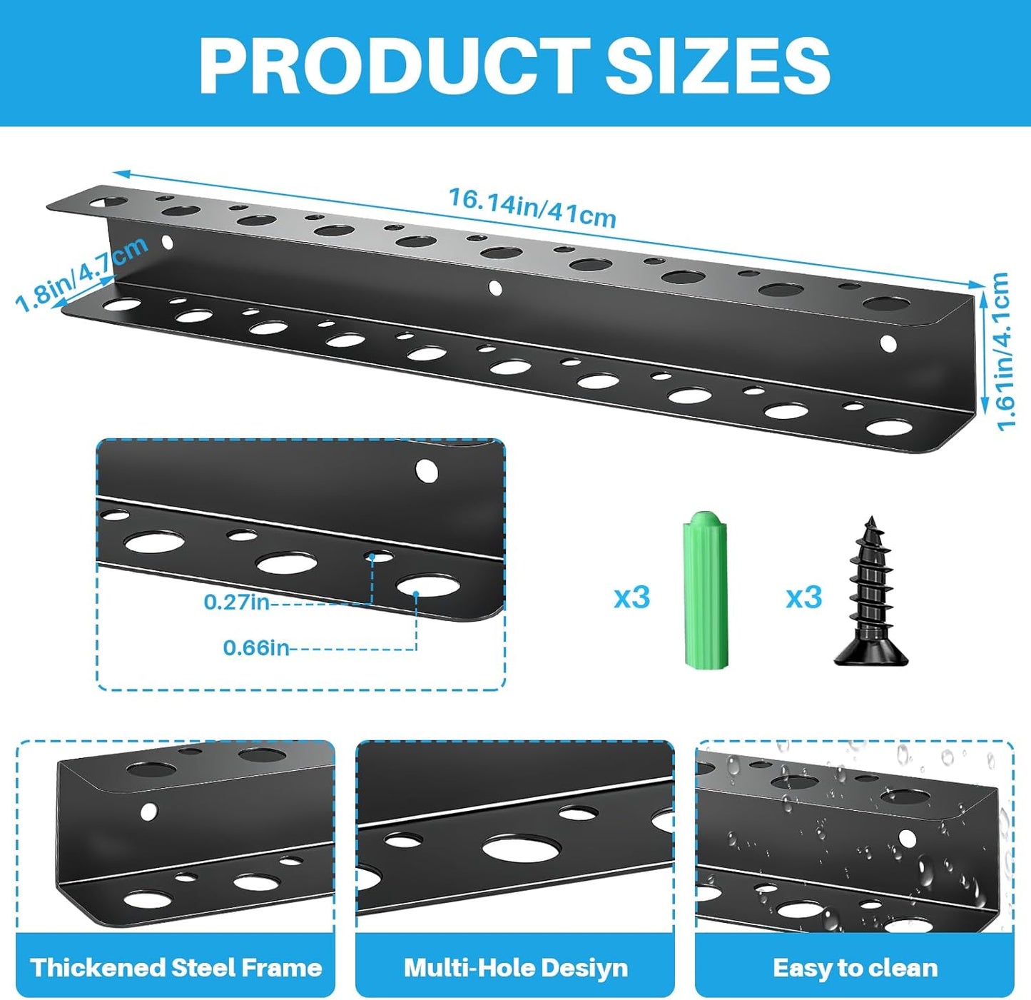 TSUMAZRURE Screwdriver Wall Rack, Screw Driver Holder and Screwdriver Rack, Tool Organizer Rack with Screw Driver Holders Organizers, Wall Mounted Tool Rack for Garage Tool Storage Rack (black)