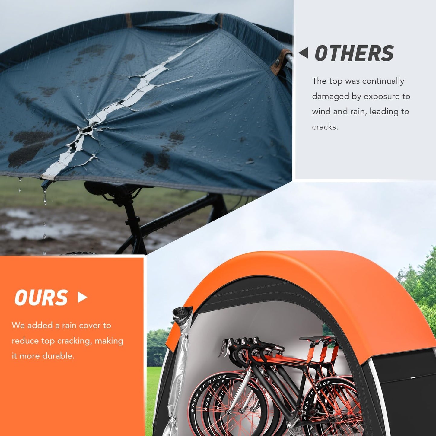 Upgraded Bike Tent with Rain Cover, Portable Outdoor Storage Shed for 2 Bikes, 210D Oxford Fabric PU4000 Waterproof, Bike Shed/Bike Cover for Motorcycles, Garden Tools, Lawn Mower