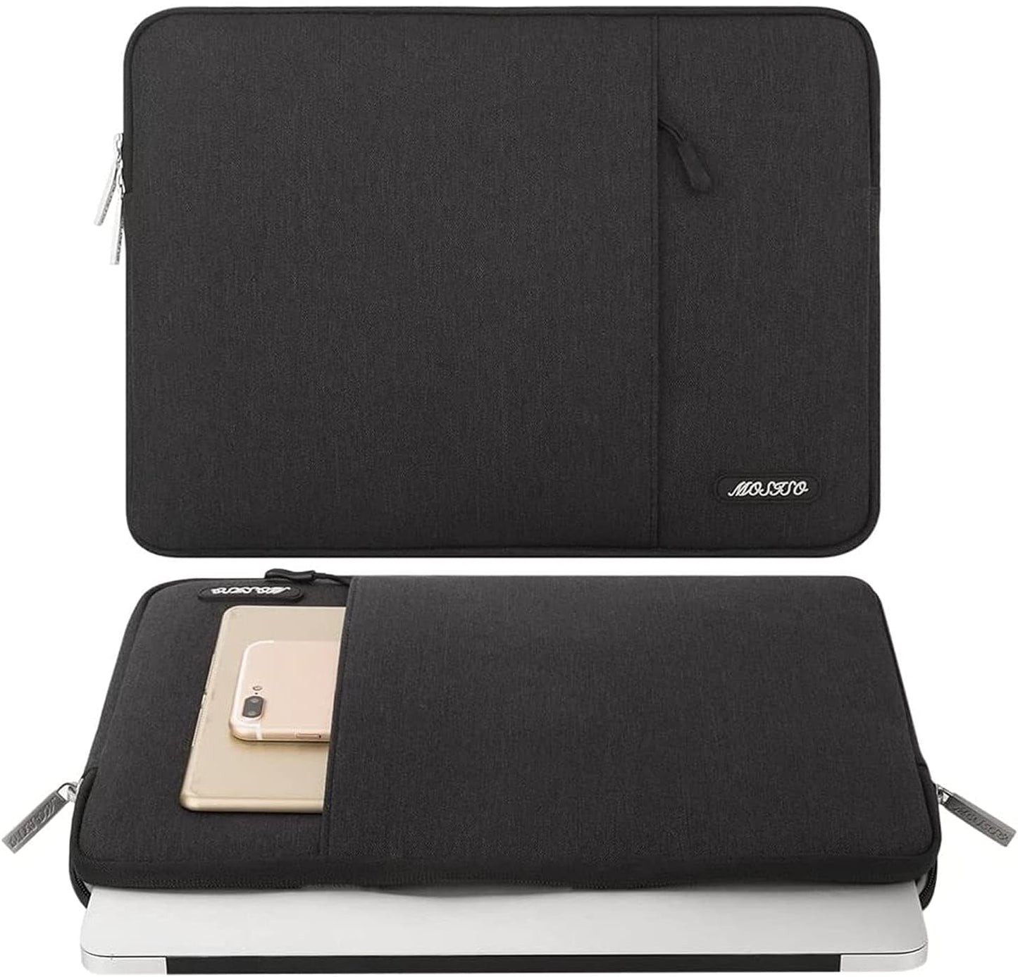 MOSISO Laptop Case 16 inch, 15-15.6 inch Laptop Sleeve Compatible with MacBook Pro 16 M4 M3 M2 M1, HP Acer Dell Lenovo ASUS Notebook, Polyester Vertical Computer Sleeve Bag with Pocket, Black