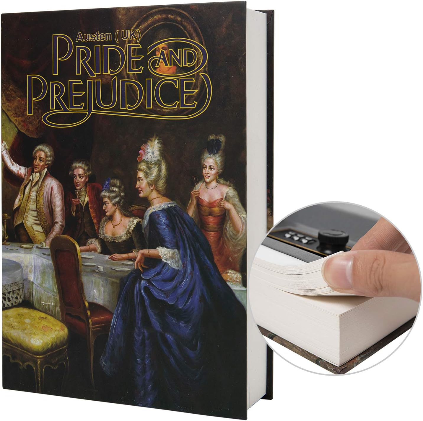 Real Paper Transfer Book Safe, Hollow with Secret Hidden Compartment, Combination Lock, 8.7"×6"×2" (Pride and Prejudice-Combination)
