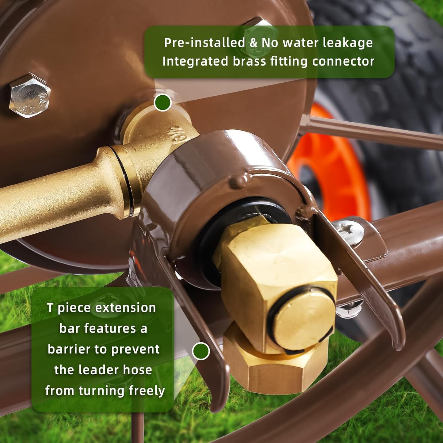 2025 Upgrade Hose Reel Cart, Garden Hose Cart with 4 Wheels, Heavy Duty Freestanding Water Hose Reels for Outside, Hold Up to 300 ft of 5/8'' for Garden Lawn Yard Outdoor