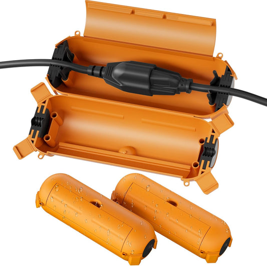 Flemoon [3 Pack] Outdoor Extension Cord Safety Cover with Waterproof Seal, Weatherproof Electrical Connection Box to Protect Outdoor Outlet, Plug, Socket, Christmas Holiday Decoration Light, Orange