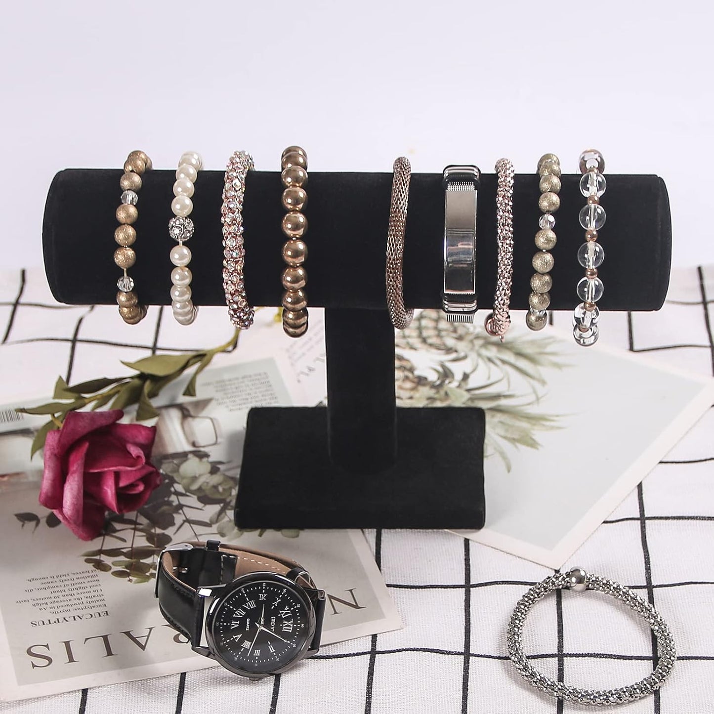 Coward Bracelet Holder Organizer for Show Jewelry Display Boutique Watch Stand for Selling Organization Storage (Detachable Back Velvet)