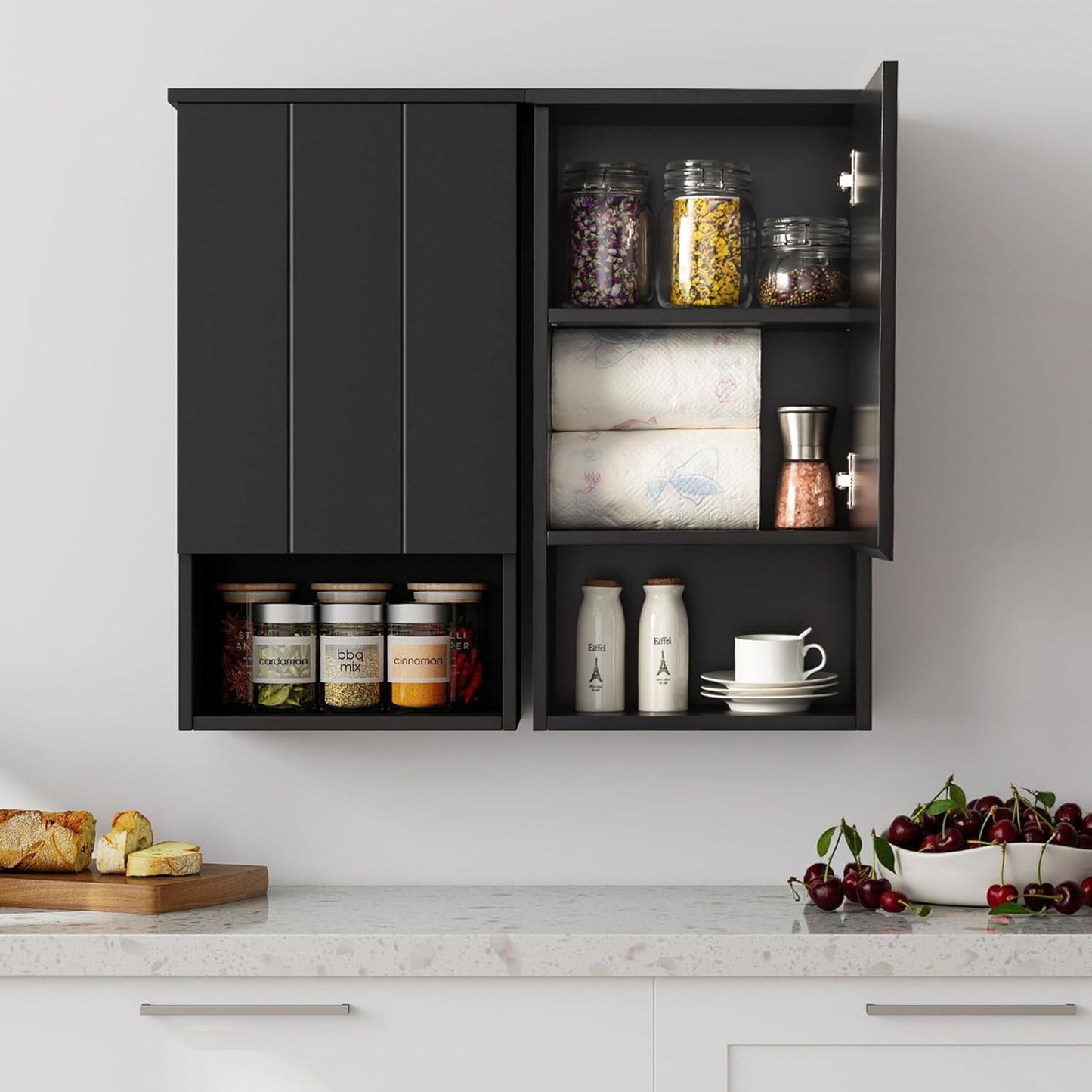 Bathroom Wall Cabinet with Single Door, Soft-Close Hinges, 15x27 inch Wooden Medicine Cabinet for Small Kitchen, Laundry, Entryway, Durable MDF Construction