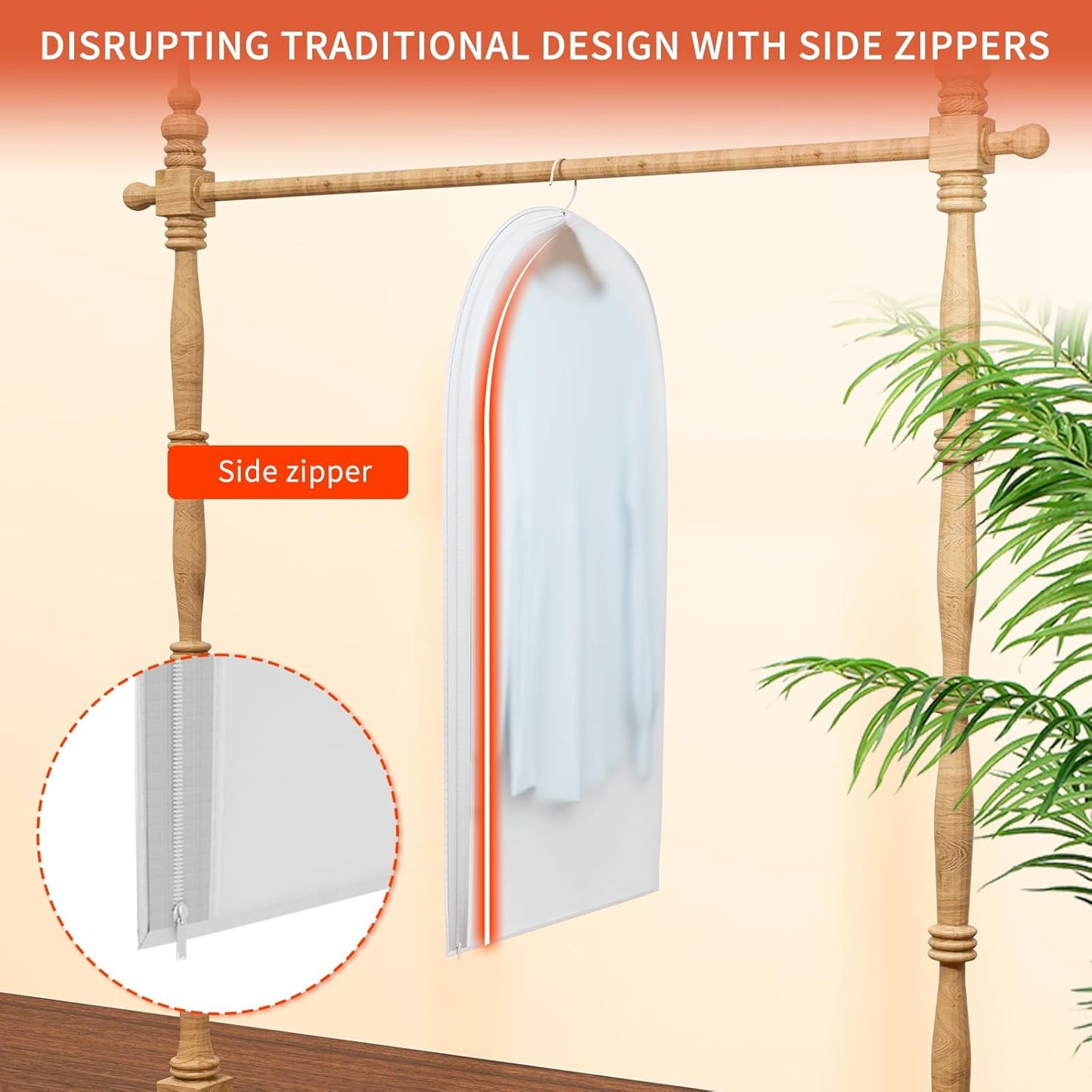 Clear Garment Bags for Hanging Clothes,40in Dress Clothing Suit Coat for Sweater Closet Storage Translucent Garment Dress Hanging Garment Bags Clothes Covers (6-Pack)