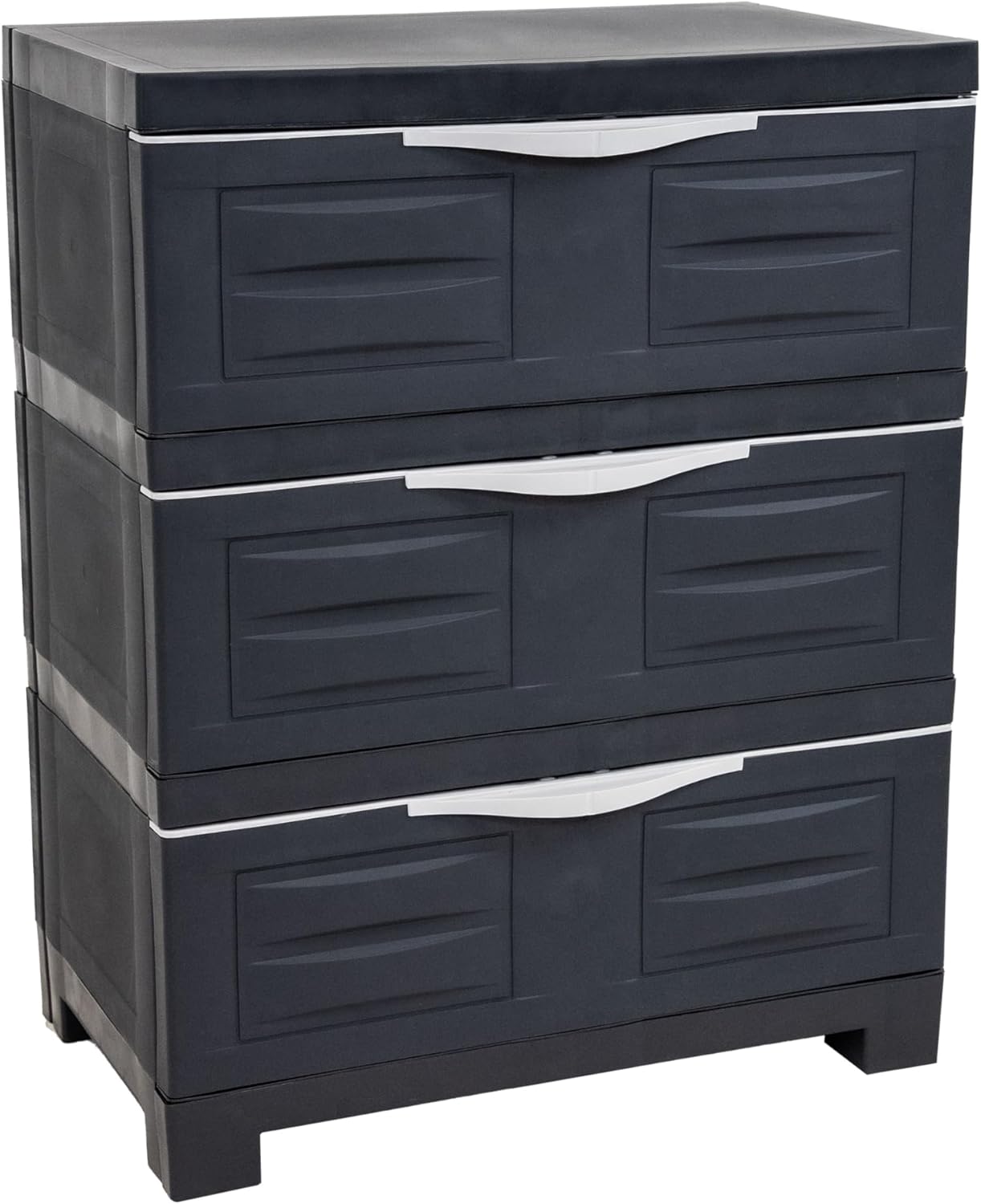 Sunnydaze 3-Tier Storage Cabinet with Drawers - Indoor or Garage Plastic Storage Drawers Organizer - 29.5" H - Garage, Office, Home, Laundry Room - Charcoal