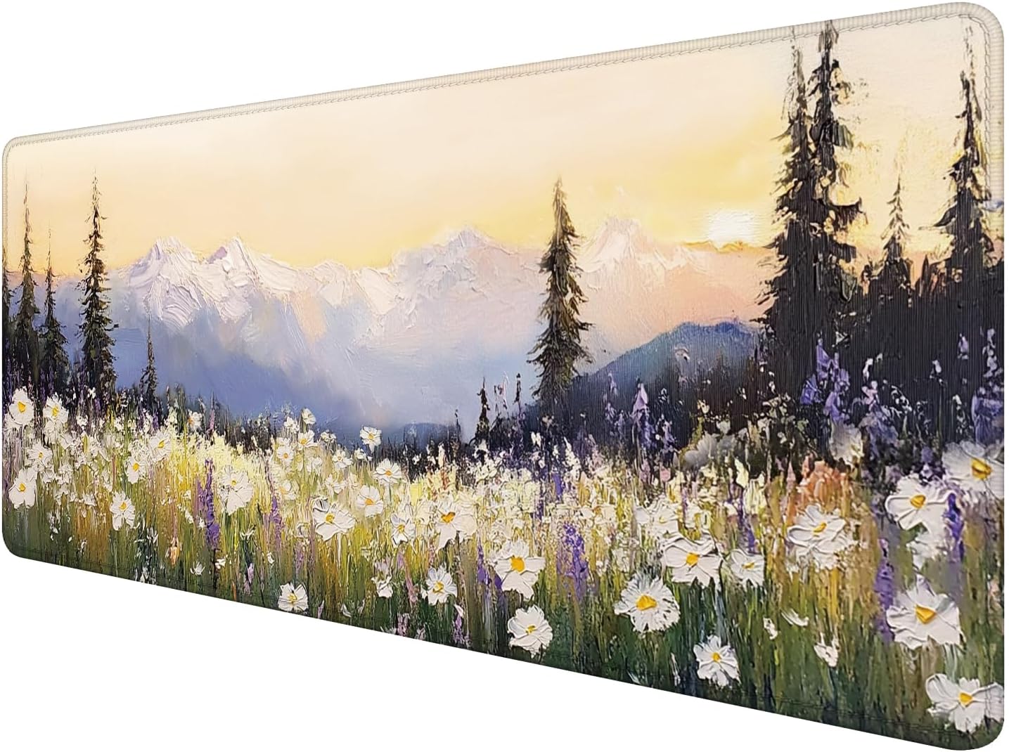 Vintage Watercolor Floral Large Mouse Pad 31.5x15.7inch, Retro Nature Cottagecore Flower Large Extended Computer Desk Mat Mousepad for Keyboard and Mouse, Floral Desk Accessories