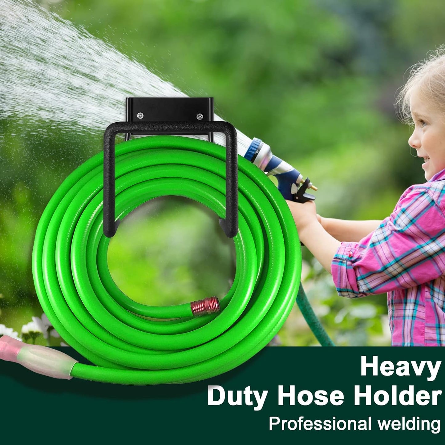 Metal Garden Hose Holder - Wall Mount Heavy Duty Holds Up to 150Ft Hose