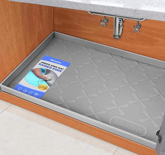 SIKADEER 34" x 22" Under Sink Mat Waterproof, Silicone Mat Kitchen Drawer Shelf and Cabinet Liner, Sink Protector for Kitchen Organizers and Storage, Boot Tray Pet Food Mats