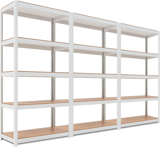 HOMEDANT House 5-Tier Laminated Metal Shelving Unit Adjustable Storage Utility Rack Heavy Duty Shelves Organization Multipurpose Shelf Kitchen Garage Pantry Closet 3Pack