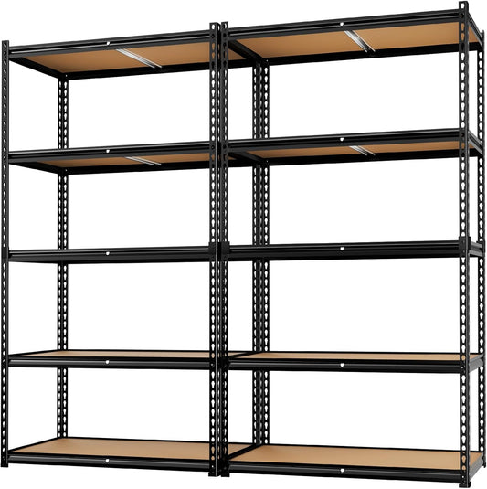 LEVELEVE 5-Tier Heavy Duty Storage Shelving Unit, 2020 lbs Capacity, Adjustable Metal Utility Shelf, 48" L x 18" W x 73" H for Garage, Kitchen, Pantry, Basement, Bathroom, Laundry,2 Pack