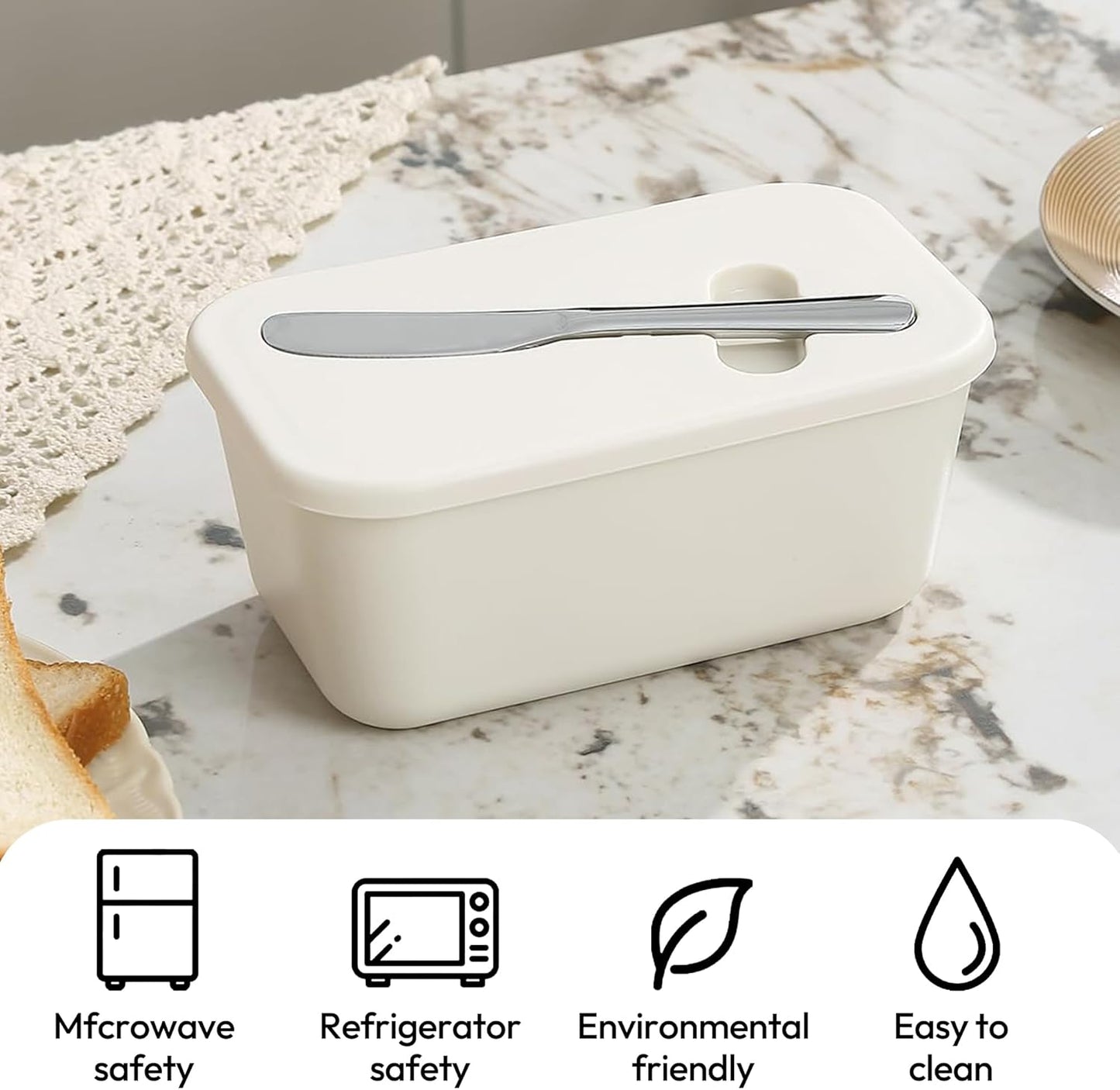 Premium BPA-Free Butter Dish with Lid & Stainless Steel Spreader – Airtight Kitchen Butter Keeper for Countertop & Refrigerator, Soft Spreadable Butter Storage, Perfect Gift for Home Cooking