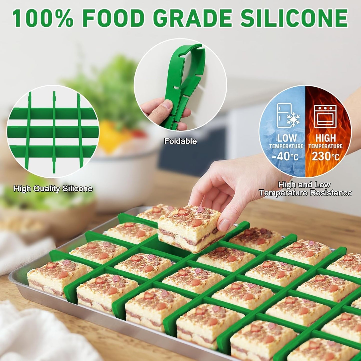5 Sets Silicone Freeze Dryer Tray Dividers Compatible with Harvest Right Freeze Dryer Accessories - Flexible Adjustable Green Silicone Food Tray Divider Set, Reusable & Easy to Clean