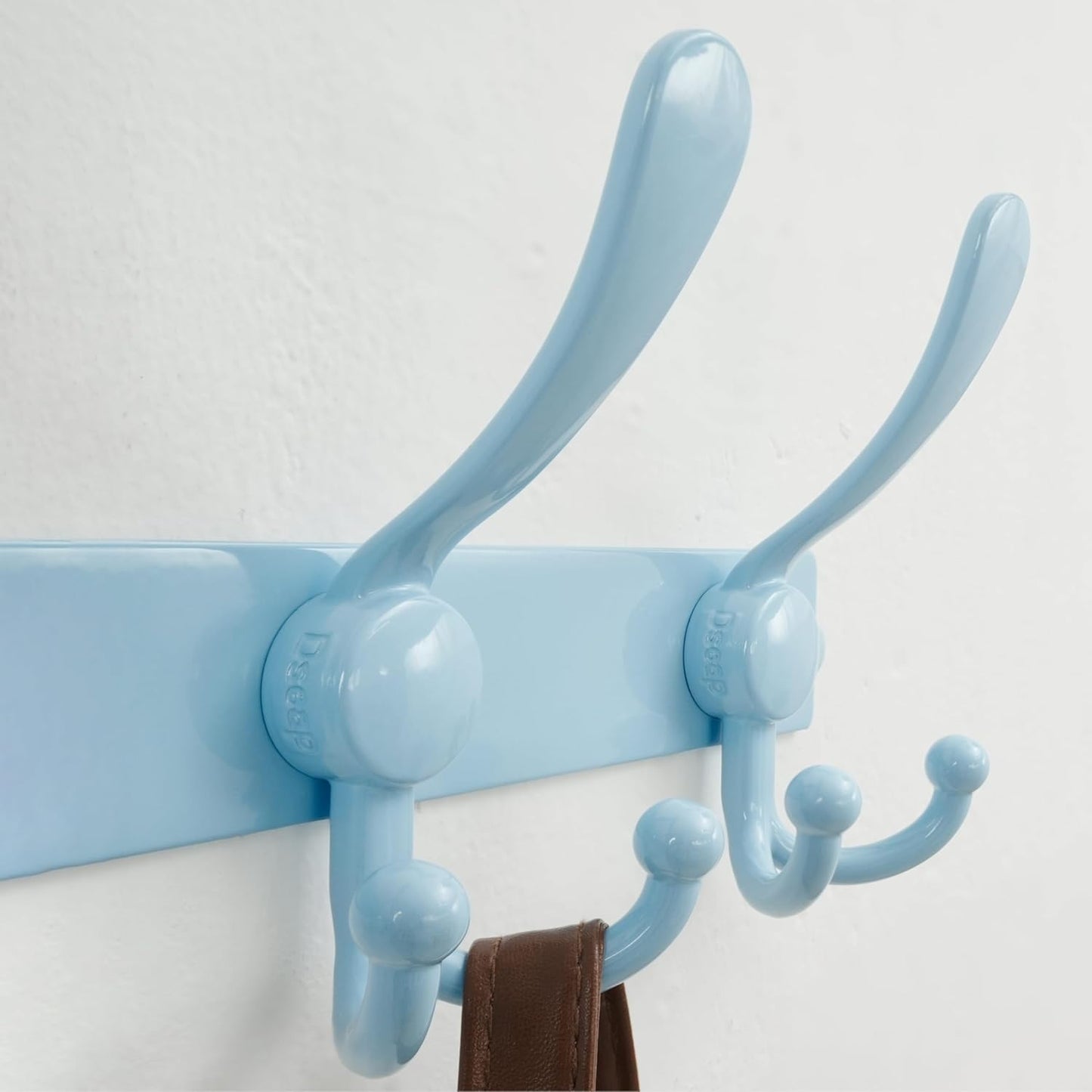 Dseap Coat Rack Wall Mount 2.0 Pro: Heavy Duty 300% Thicker, 16" Stud Mount, Stainless Steel Wall Coat Hooks Hanger for Clothes Jackets Hats Entryway Closet, MaxStrong Series, Blue