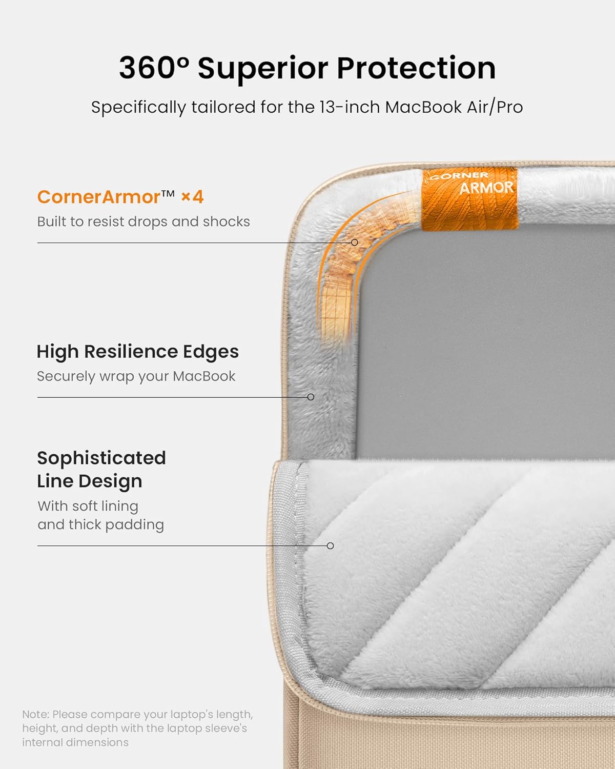 tomtoc 360° Protective Laptop Sleeve for 13-inch New MacBook Air M4/A3240 2025, M3/A3113, M2/A2681 M1/A2337 A2179 A1932, 13-inch MacBook Pro M2/A2686 M1/A2338, Water-Resistant Computer Case Bag