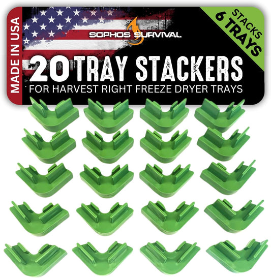 20 Pc Original Tray Stackers for Harvest Right Freeze Dryer Trays – Stacks 6 Trays – Green – Freeze Dryer Machine Accessories – Freeze Dried Food Storage – Made in USA