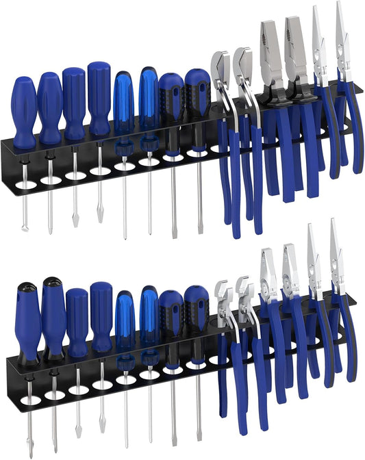 Screwdriver Organizer Wall Mount, Screw Driver Holder,Metal Plier Rack Utility Tool Rack Organizers and Storage Rack for Garage Workshop Workbench Tool Chest Cart (2 PCS)