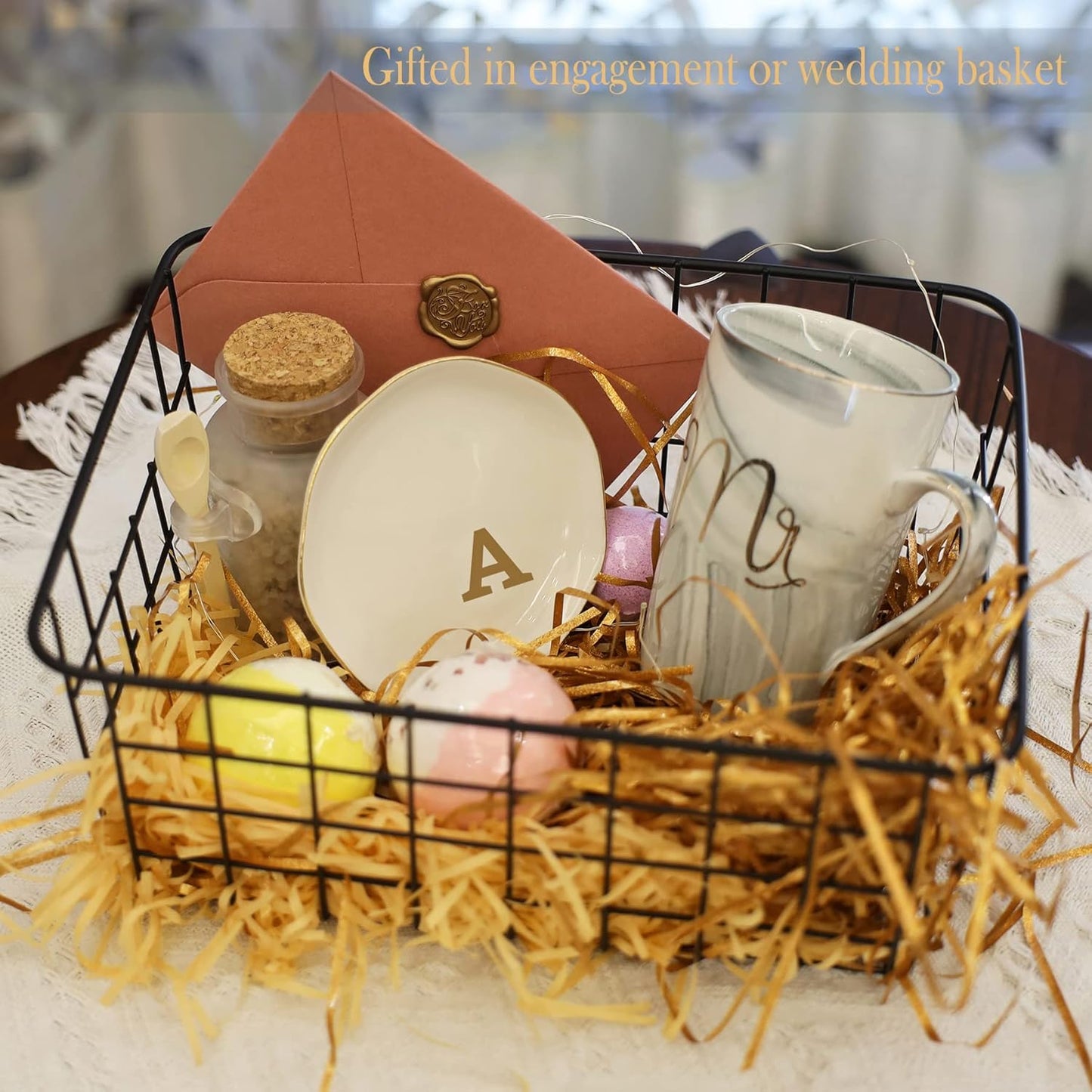 Initials Ring Dish Jewery Tray with Personalized A-Monogrammed Gifts Wedding Engagement for Women Friends sister,Ceramic White